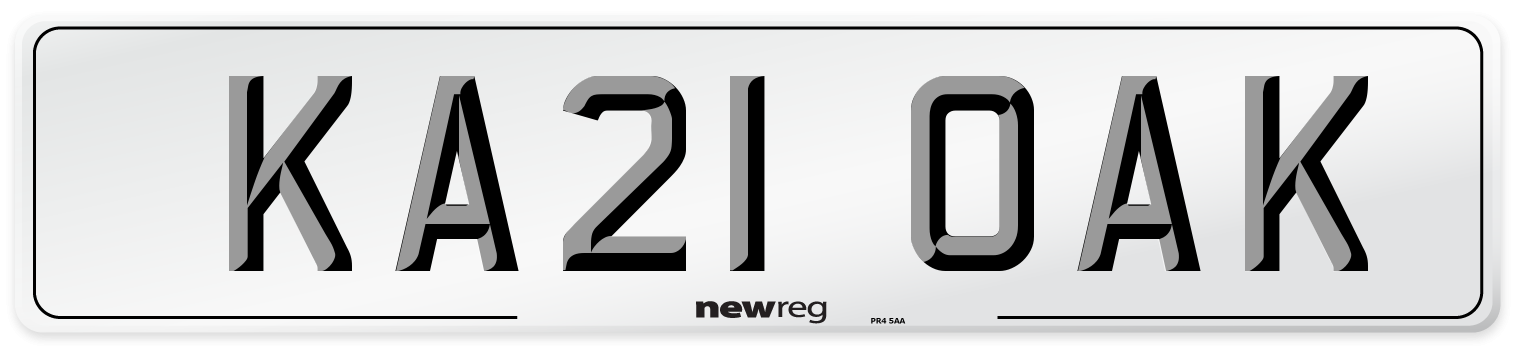 KA21 OAK Number Plate from New Reg